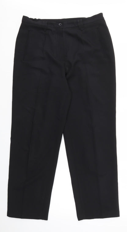 Womens UK Size 14 BHS Regular Fit Dress Pants Black Trousers