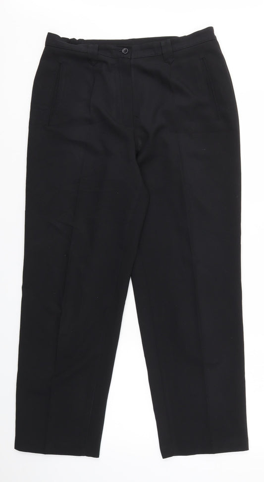Womens UK Size 14 BHS Regular Fit Dress Pants Black Trousers