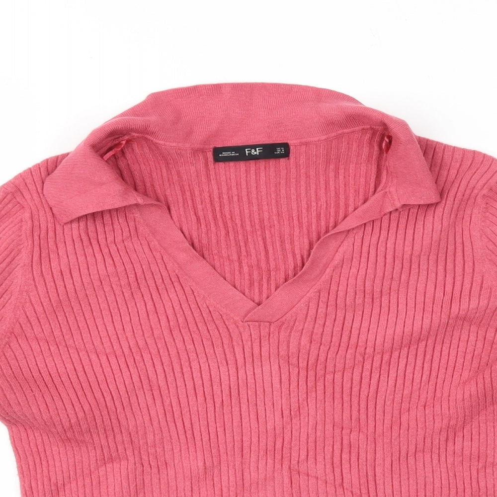 F&F Womens Pink  Knit Pullover Jumper Size 12