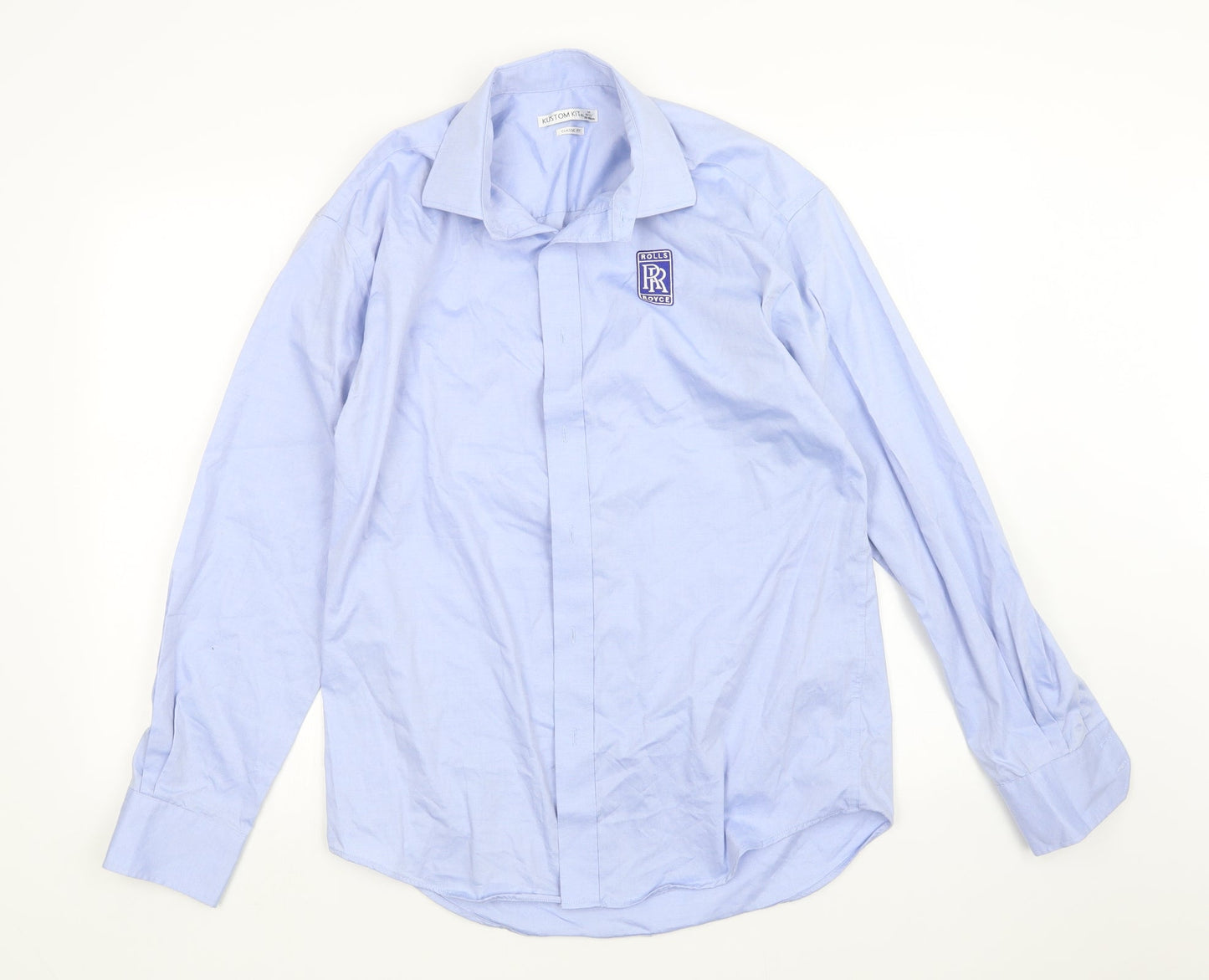 Mens UK Collar Size M Kustom Kit Smart Blue  Dress Shirt