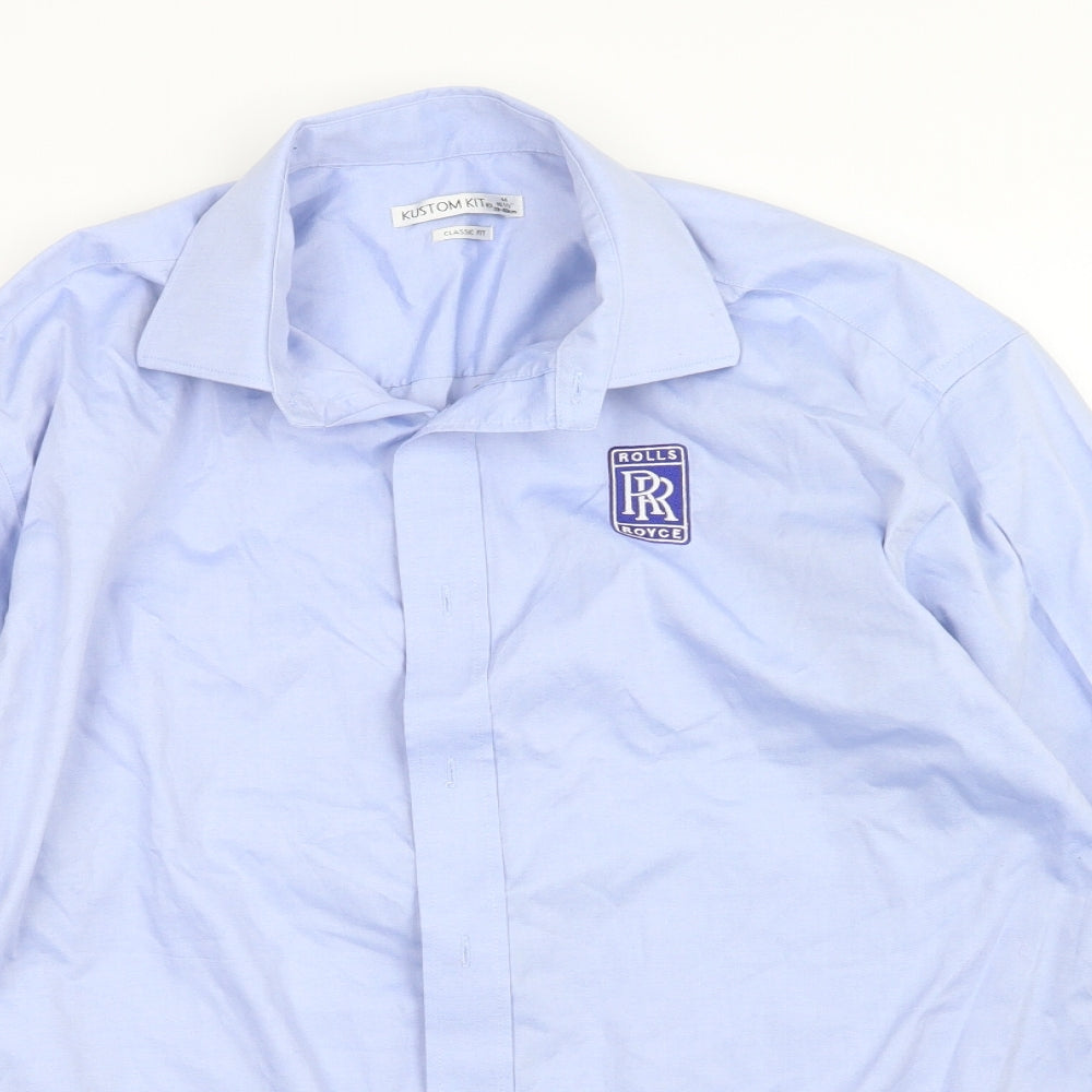 Mens UK Collar Size M Kustom Kit Smart Blue  Dress Shirt