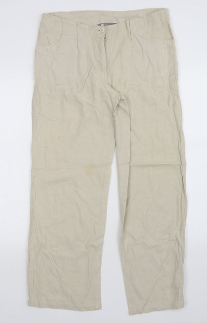 Womens UK Size 12 Mia Moda Regular Fit  Beige Trousers