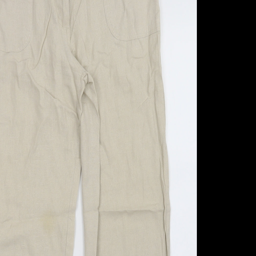 Womens UK Size 12 Mia Moda Regular Fit  Beige Trousers