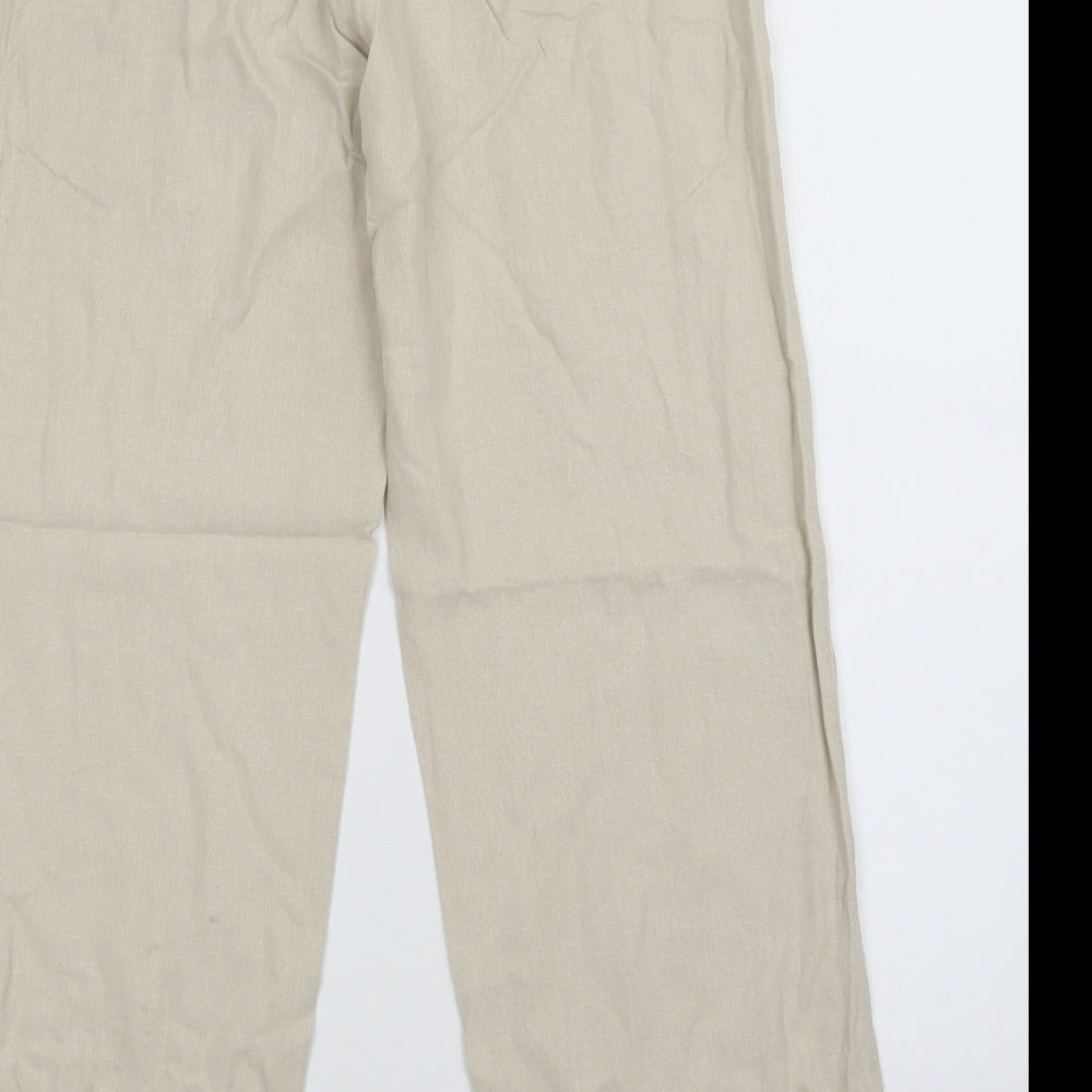 Womens UK Size 12 Mia Moda Regular Fit  Beige Trousers