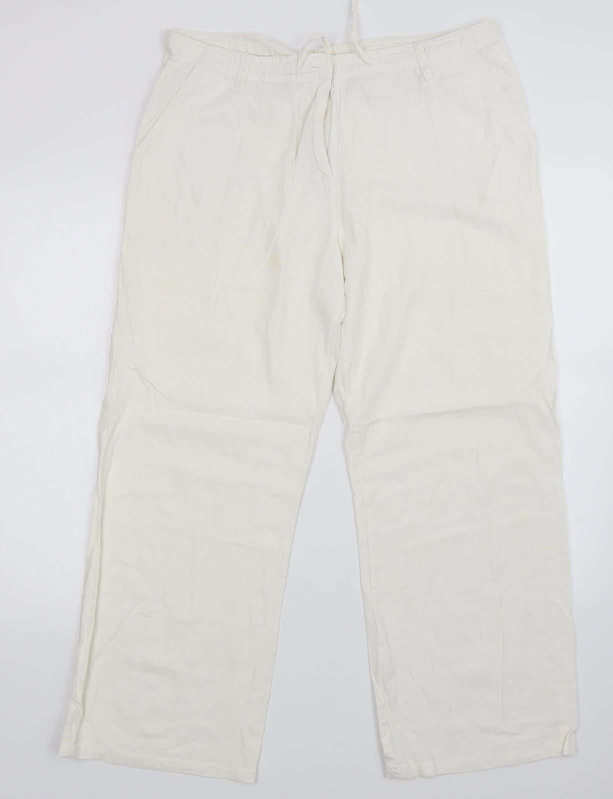 Womens UK Size 16 Mia Moda Regular Fit  White Trousers