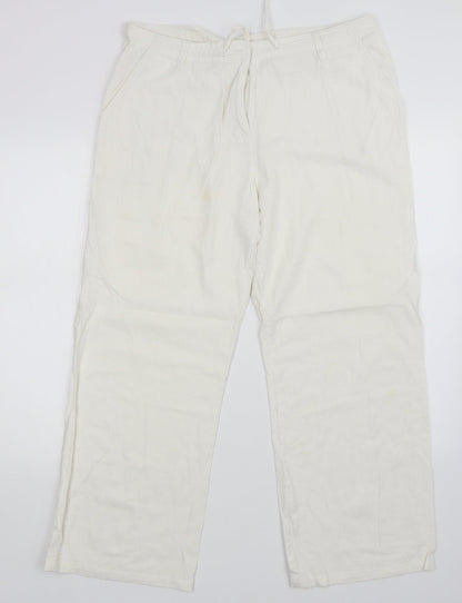 Womens UK Size 16 Mia Moda Regular Fit  White Trousers