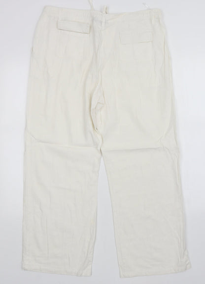 Womens UK Size 16 Mia Moda Regular Fit  White Trousers
