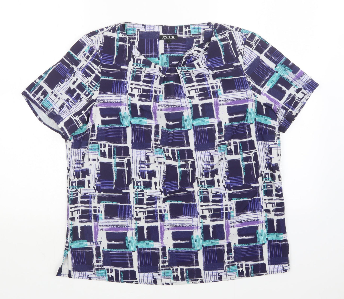 Womens UK Size 14 Vortex Multicoloured Basic Blouse