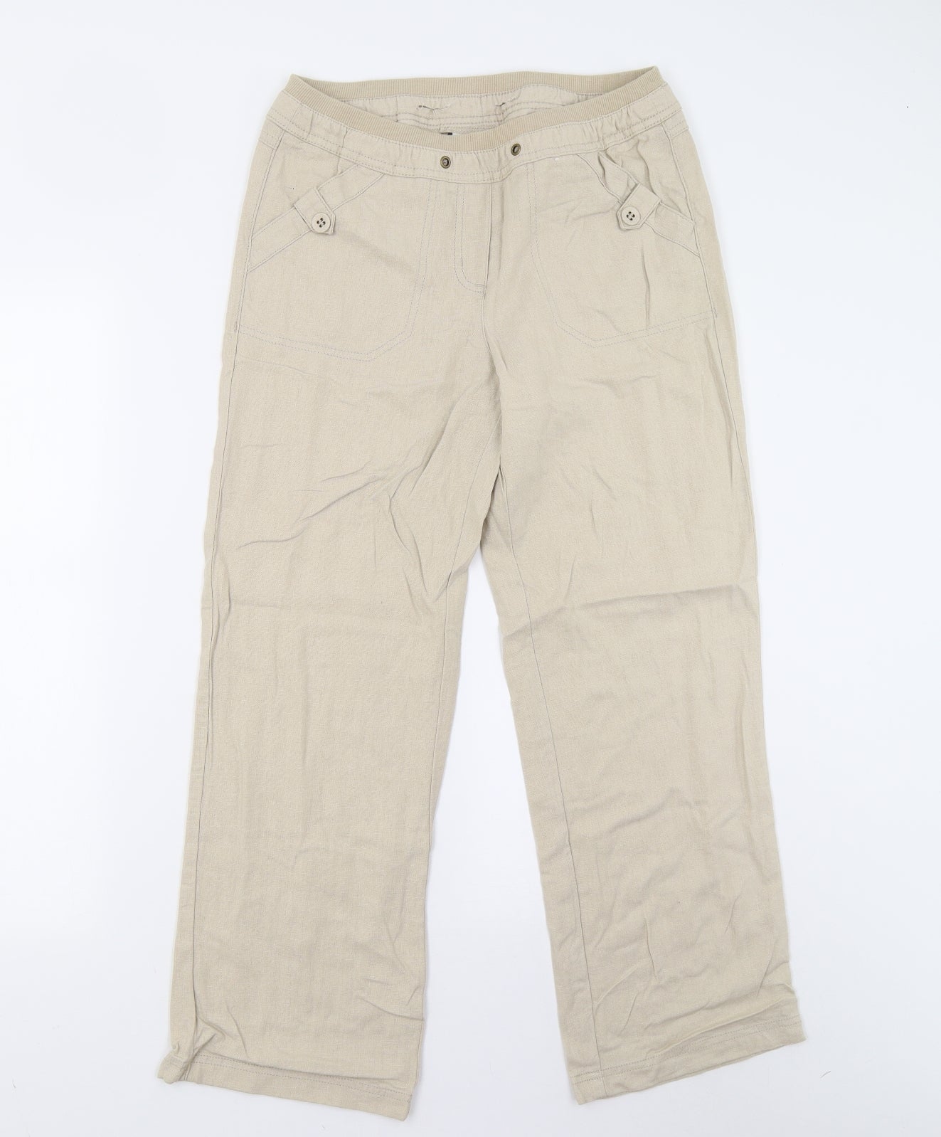 Womens UK Size 12 Preworn Regular Fit  Beige Trousers