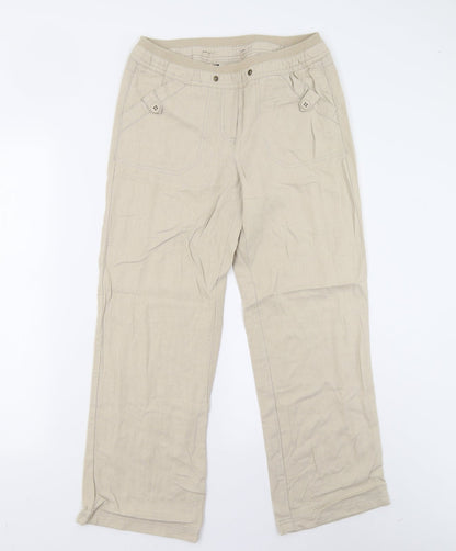 Womens UK Size 12 Preworn Regular Fit  Beige Trousers
