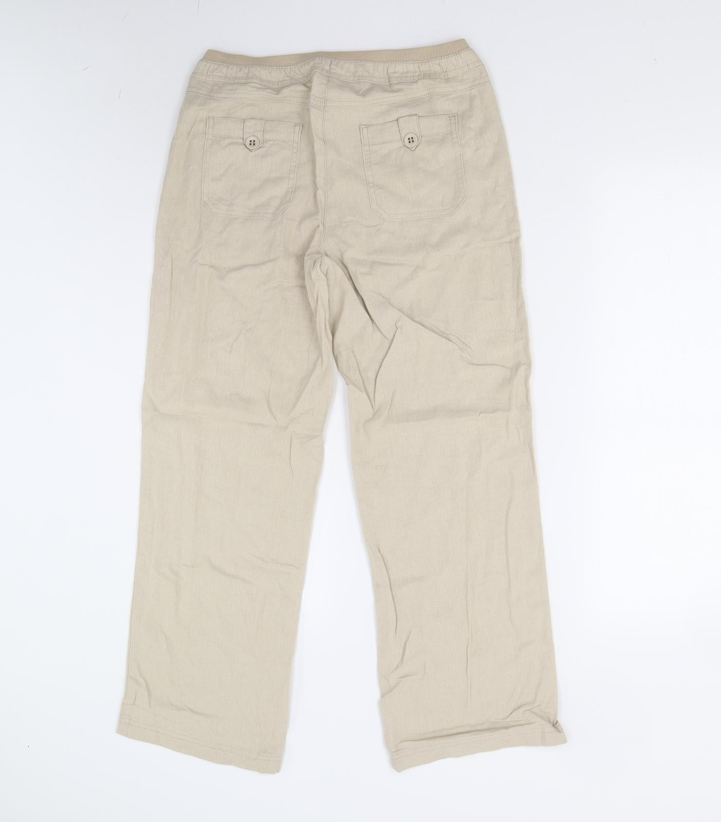 Womens UK Size 12 Preworn Regular Fit  Beige Trousers