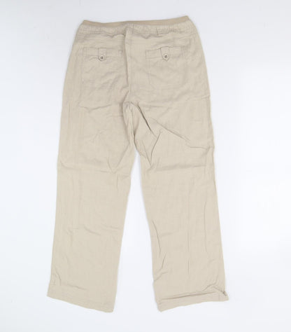 Womens UK Size 12 Preworn Regular Fit  Beige Trousers