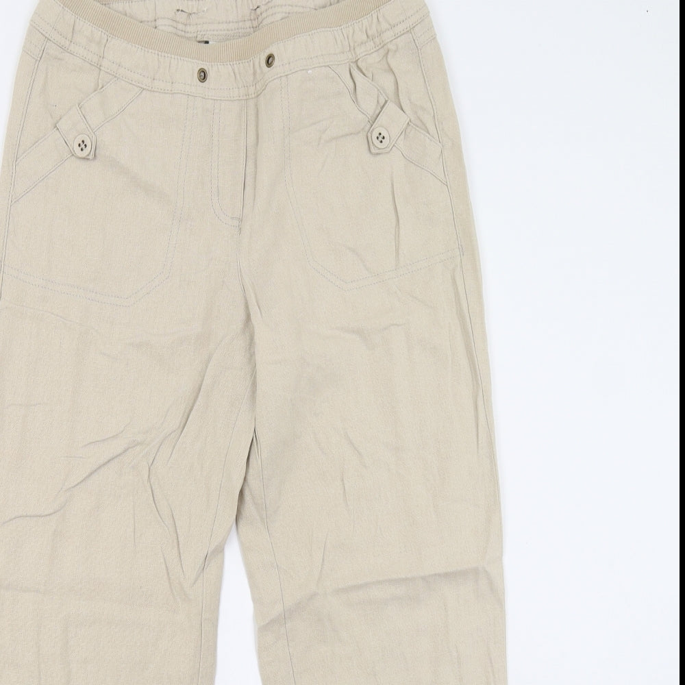 Womens UK Size 12 Preworn Regular Fit  Beige Trousers