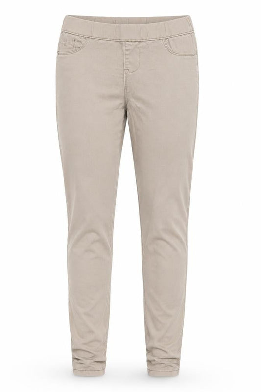 Front view of denim co women’s beige jegging jeans, size UK 8, 27-inch leg