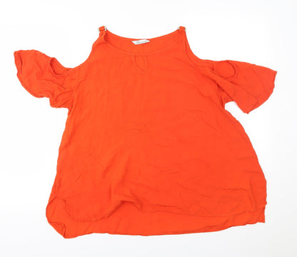 Womens UK Size 14 Peacocks Orange Basic Blouse