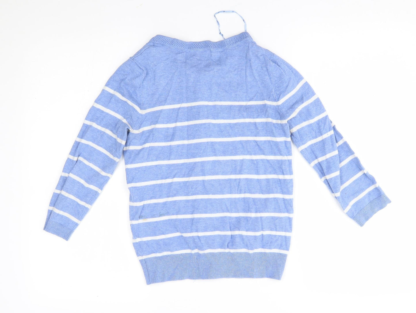 F&F Womens Blue Striped  Cardigan Jumper Size 6