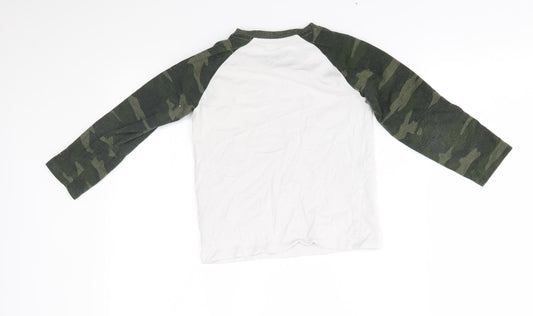Matalan Boys White Camouflage  Basic T-Shirt Size 6 Years