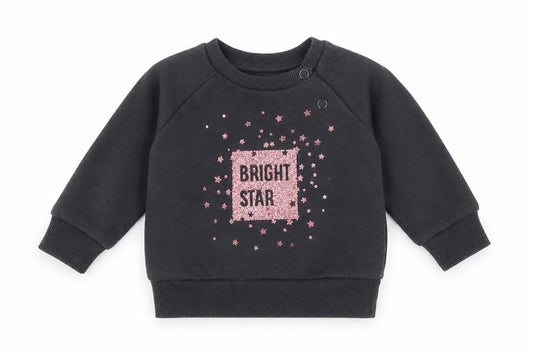 Front view of Primark girls’ grey jumper, size 0-3, months - bright star