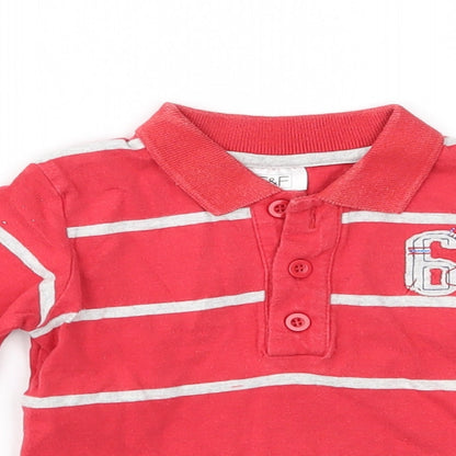 F&F Baby Red Striped  Basic Polo Size 6-9 Months