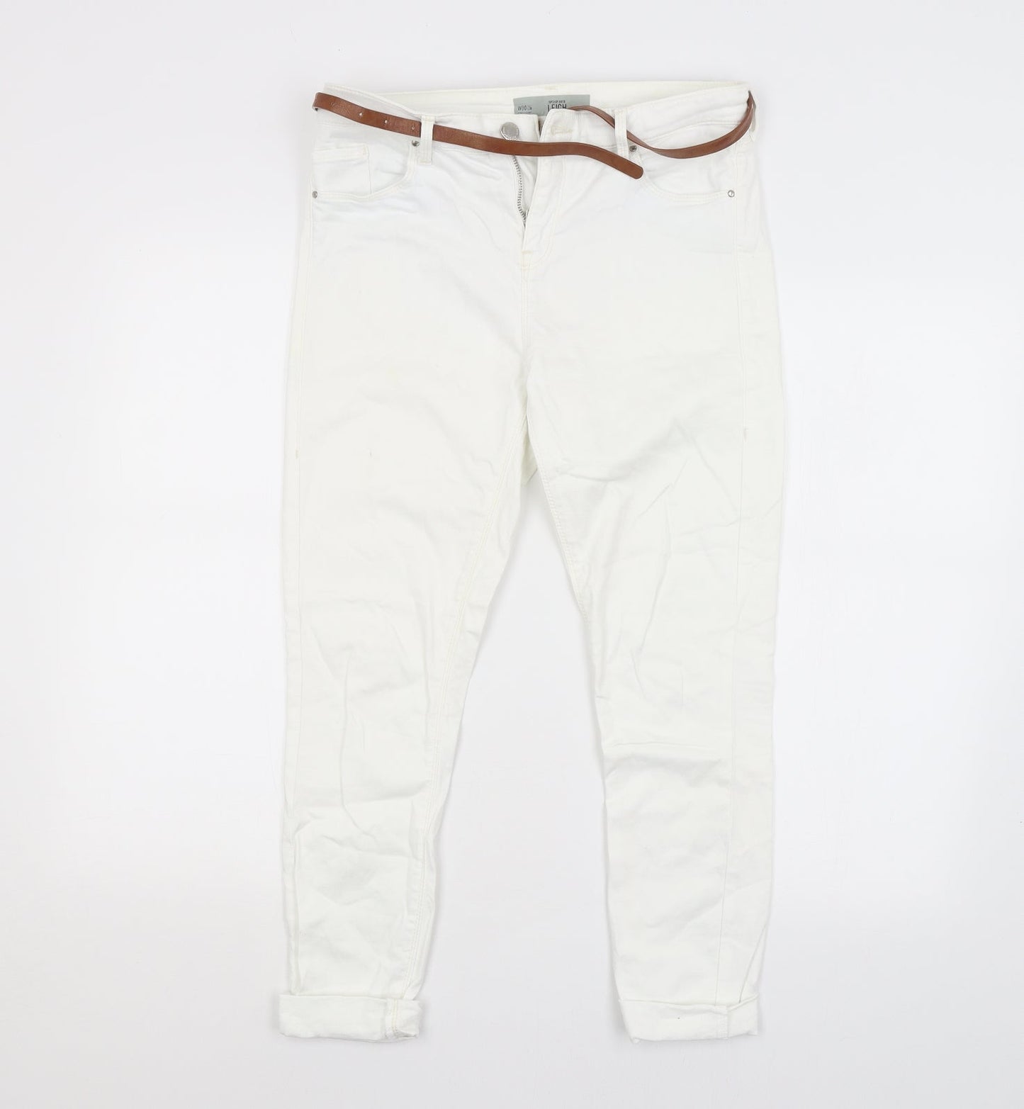 Topshop Womens White   Straight Jeans Size 30 in L30 in