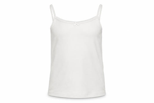 Front view of Marks & Spencer girls’ white basic tank, size 5-6, years