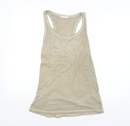Womens UK Size  Preworn Beige Basic Tank