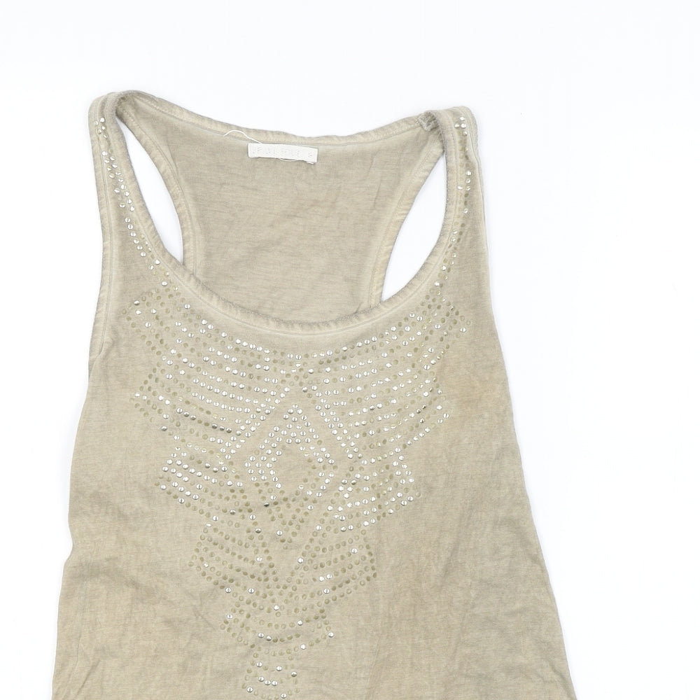 Womens UK Size  Preworn Beige Basic Tank