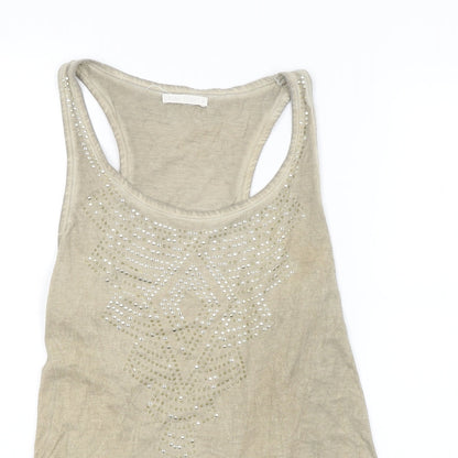 Womens UK Size  Preworn Beige Basic Tank