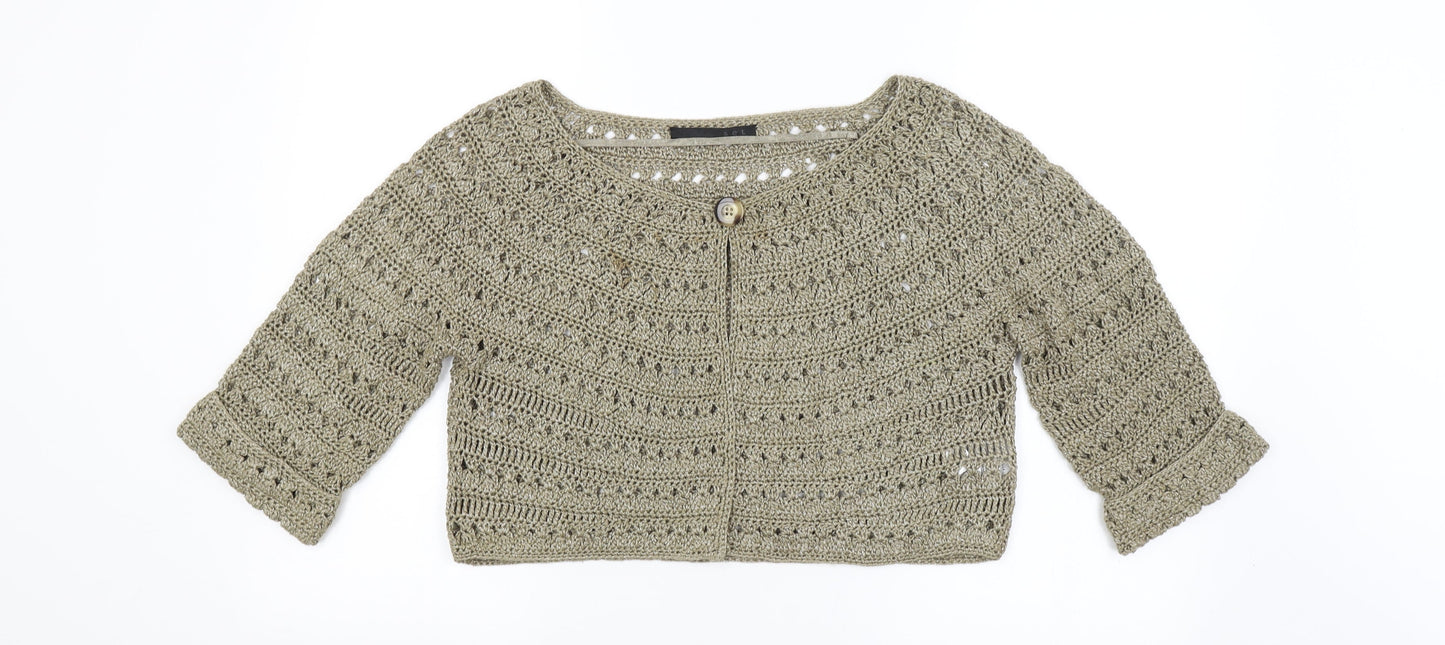 Womens UK Size 14 Preworn Gold Cardigan Jumper