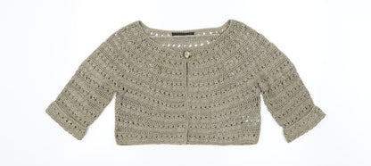 Womens UK Size 14 Preworn Gold Cardigan Jumper