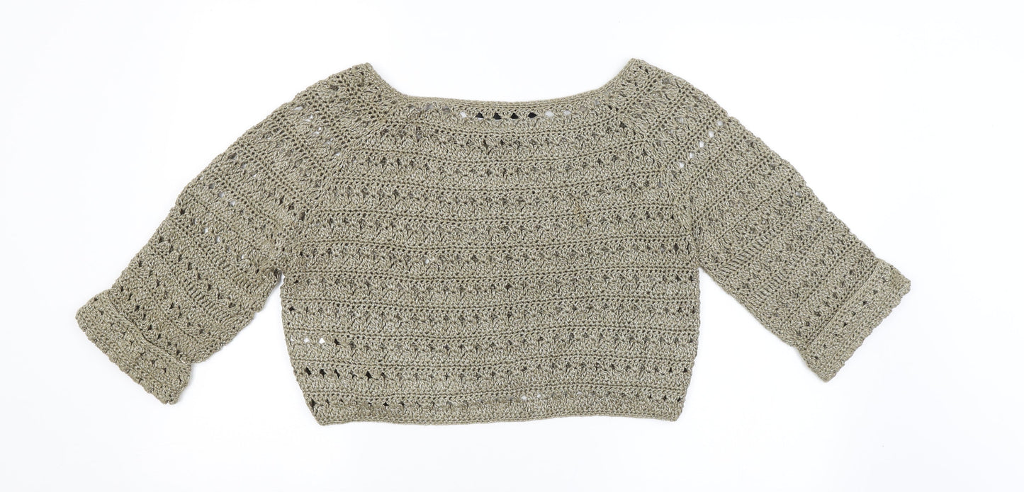 Womens UK Size 14 Preworn Gold Cardigan Jumper