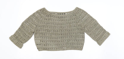 Womens UK Size 14 Preworn Gold Cardigan Jumper