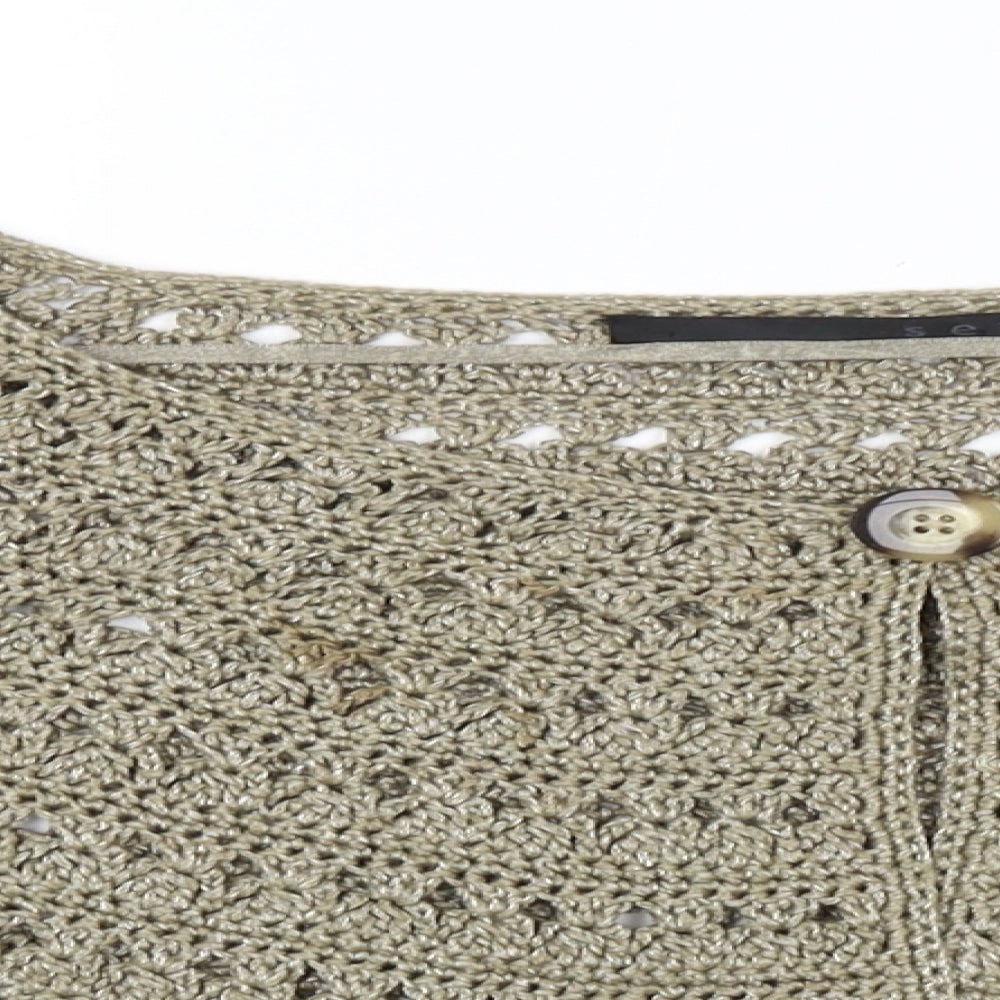 Womens UK Size 14 Preworn Gold Cardigan Jumper