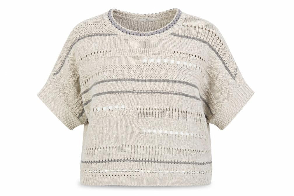 Marks & Spencer Womens Beige Striped  Pullover Jumper Size 18