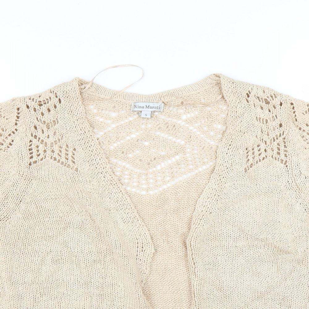 Womens UK Size S Nina Murati Beige Cardigan Jumper