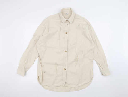 River Island Mens Beige    Dress Shirt Size S  - ripped details