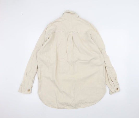 River Island Mens Beige    Dress Shirt Size S  - ripped details