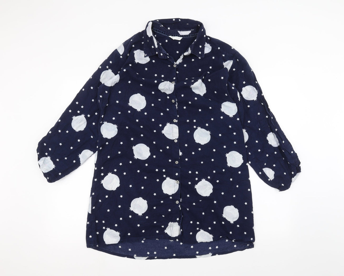 Womens UK Size 12 Marks and Spencer Blue Basic Button-Up