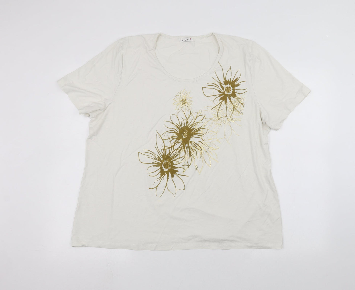 ELVI Womens White   Basic T-Shirt Size S