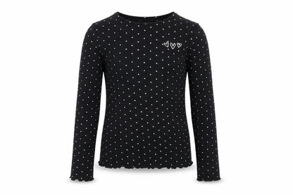 F&F Girls Black Polka Dot  Basic T-Shirt Size 7-8 Years