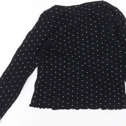 F&F Girls Black Polka Dot  Basic T-Shirt Size 7-8 Years