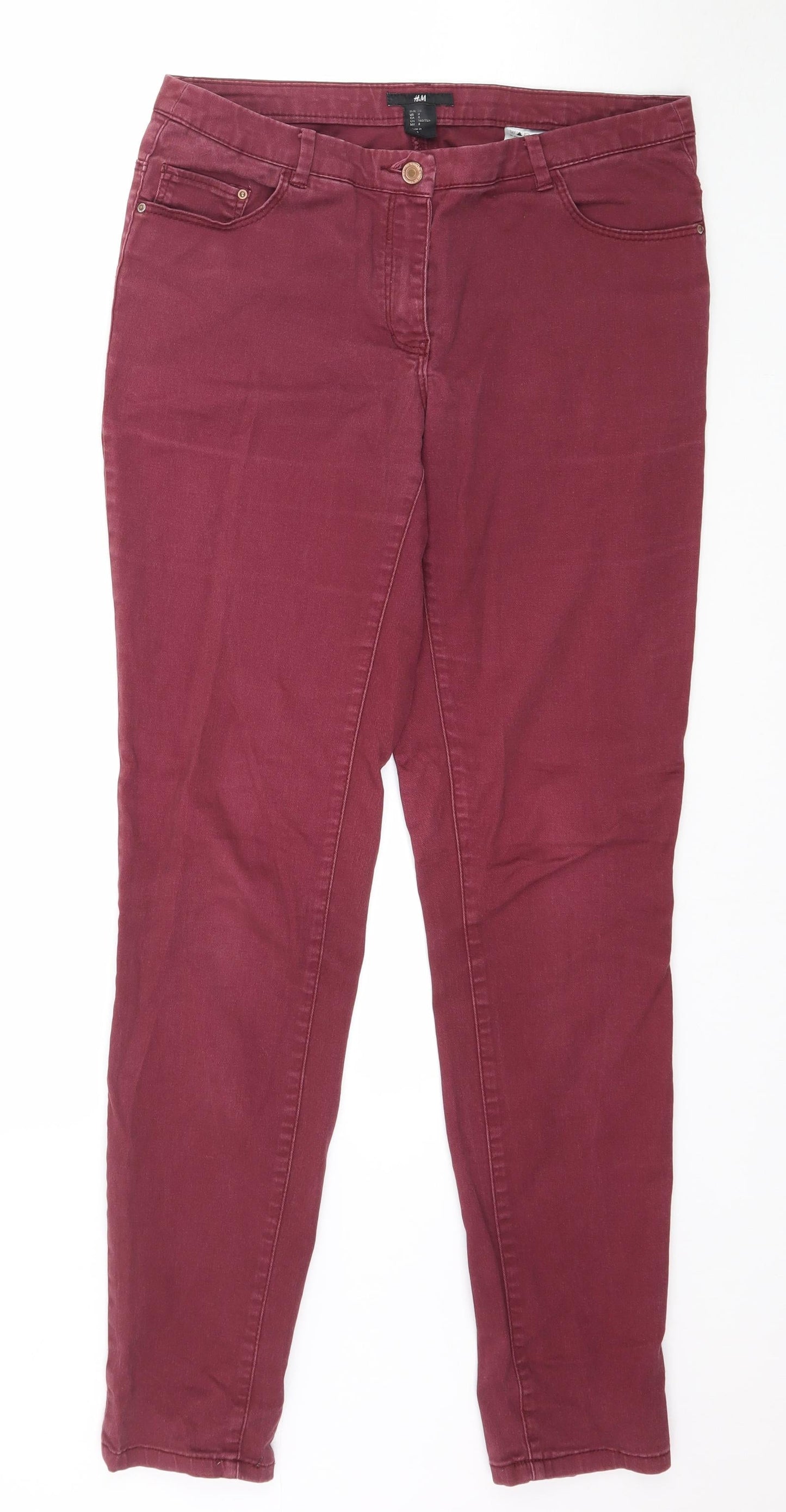 Womens UK Size 10 H&M Regular Fit Skinny Red Jeans