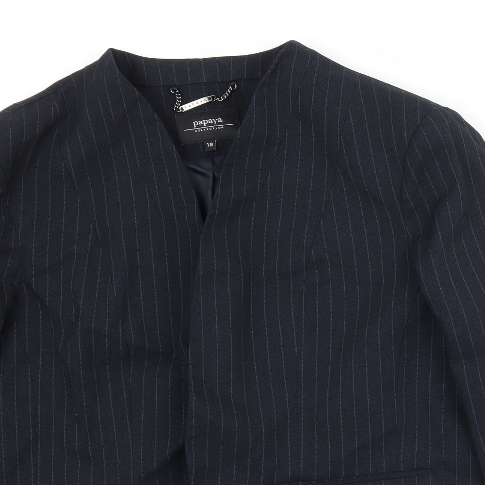 Papaya Womens Black Striped  Jacket Blazer Size 18