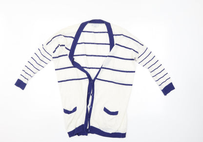 Gap Womens White Striped  Cardigan Jumper