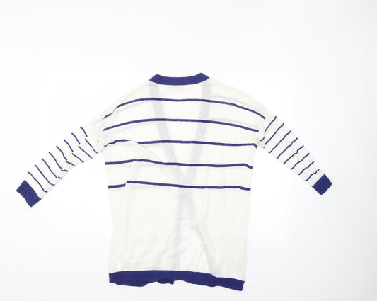 Gap Womens White Striped  Cardigan Jumper