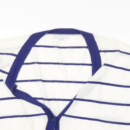Gap Womens White Striped  Cardigan Jumper