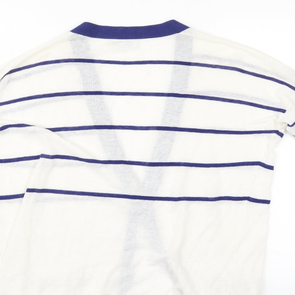 Gap Womens White Striped  Cardigan Jumper