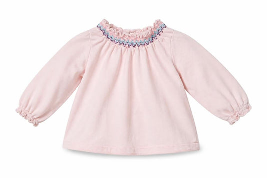 Front view of F&F girls’ pink jumper, size 3-6, months