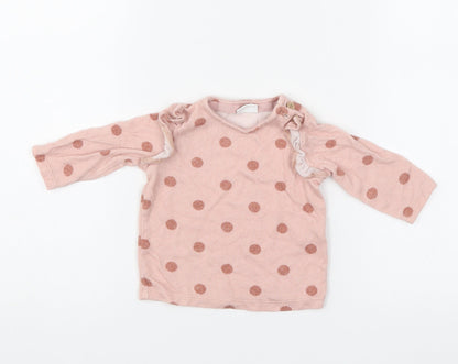 F&F Girls Pink Polka Dot  Pullover Jumper Size 0-3 Months