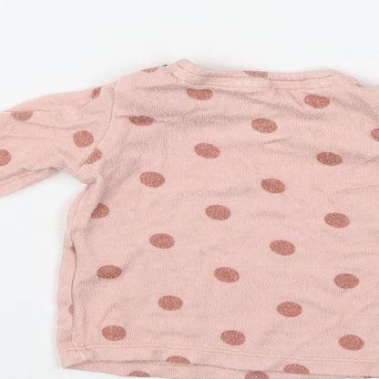 F&F Girls Pink Polka Dot  Pullover Jumper Size 0-3 Months